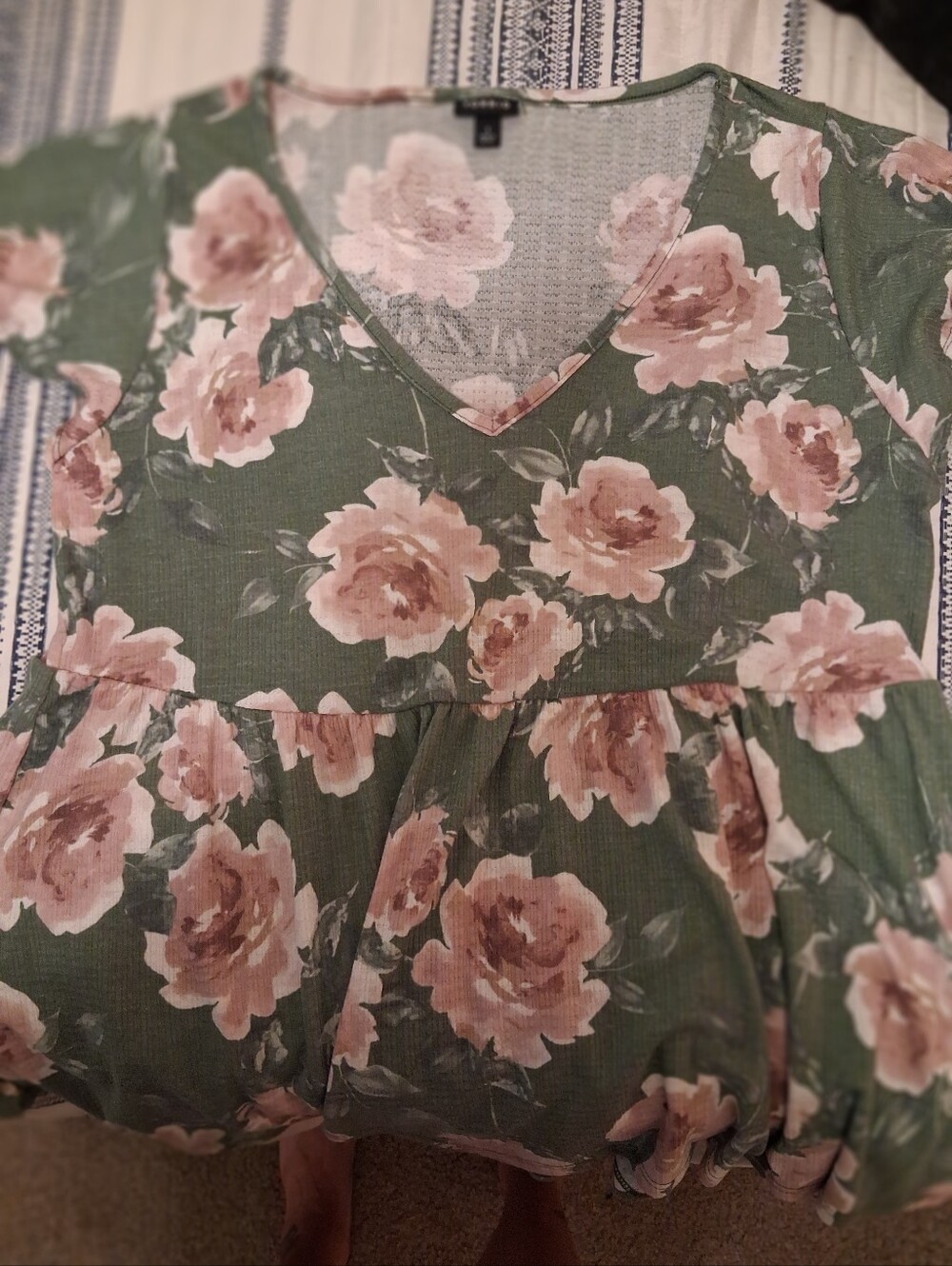 Torrid Pink and Sage Floral Knit Top